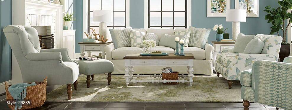 Green living room furniture at Home Accents II