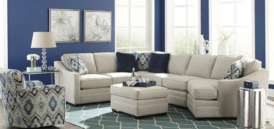 Blue living room area furnished by Home Accents II furniture store in Surfside Beach, SC