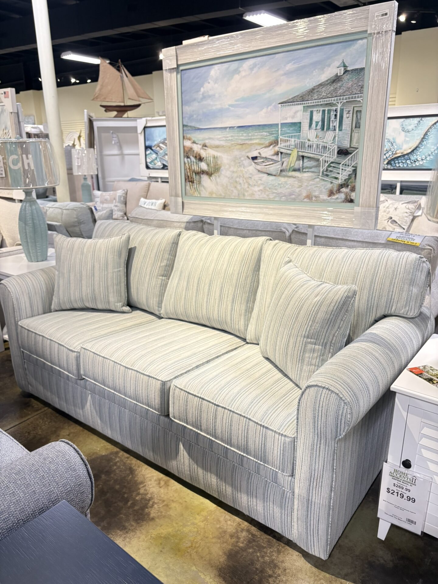Blue Striped Sofa
